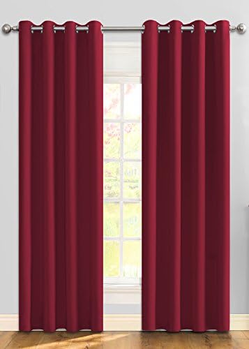 Ifblue Home Décor Room Darkening Thermal Insulated Grommet Window Treatments Blackout Curtains / Draperies for Bedroom Living Room set of 2 Panels 52 X 72 Inch Red(Without Rod)