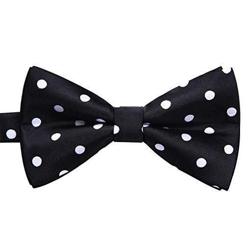 Enlision Pre-Tied Bow Tie Polka Dot Adjustable Formal Bowties Neck Tie for Men & Boys Black/White