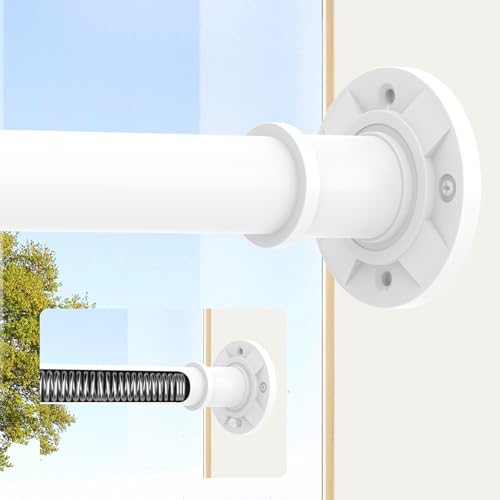 Curtain Rod, No Drilling, White, 78-284 cm, Extendable Curtain Rod, 28 mm, Heavy Duty Pressure, Adjustable, Installation Without Drilling or Screw, for Bathroom, Window, Door