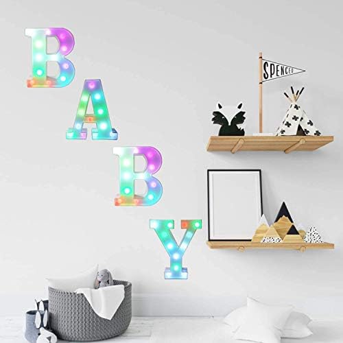 Pooqla Colourful LED Marquee Letter Lights with Distant – Gentle Up Marquee Indicators – Occasion Bar Letters with Lights Decorations for The Residence – Multicolor J