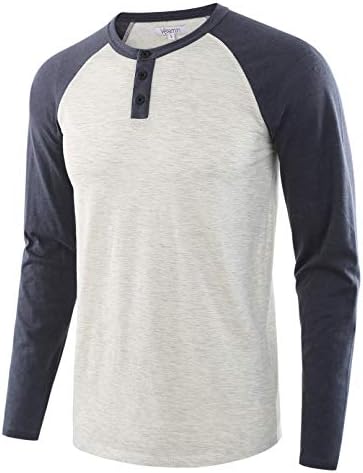 Vetemin Men's Casual Classic Vintage Short/Long Sleeve Raglan Henley Shirts Baseball Active T-Shirt