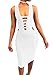 MISFONDLE Women's Sexy Bodycon Bandage Lace up Midi Club Dress White