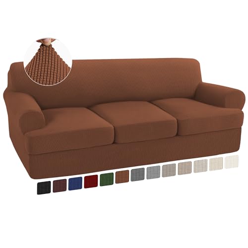 Turquoize T Cushion Sofa Slipcover Caramel