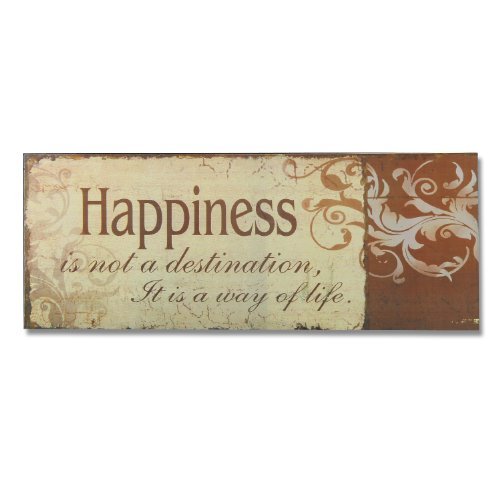 Adeco Decorative Wood Wall Hanging Sign Plaque, “Happiness” Burnt Orange Beige Home Decor