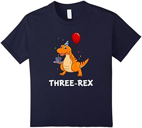 unisex-child Three-rex Funny Third Birthday Shirt Party Dinosaur Gift 4 Navy