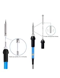 Soldador Kit, Volador 31 in 1 Control de Temperatura 60 W soldadura Puntas para soldadura de hierro, 5pcs, Bomba de desoldar, pinzas, mecha, colofonia, soporte para Soldador Eléctrico con esponja de limpieza y herramienta Caso