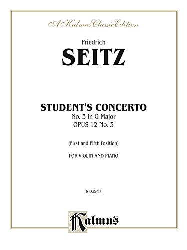 Student's Concerto No. III in G Minor, Opus 12: For Violin and Piano: 0 (Kalmus Edition)