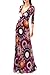 Vivicastle Women's Printed V-Neck 3/4 Sleeve Faux Wrap Waist Tie Long Maxi Dress (Large, H41, Magenta)