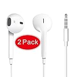 Jin&C Premium Quality Headphones Earphones Earbuds with Mic & Remote Control, Compatible with iPhone/iPad /iPod 2PACK -White … (2)