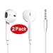 Jin&C Premium Quality Headphones Earphones Earbuds with Mic & Remote Control, Compatible with iPhone/iPad /iPod 2PACK -White … (2)
