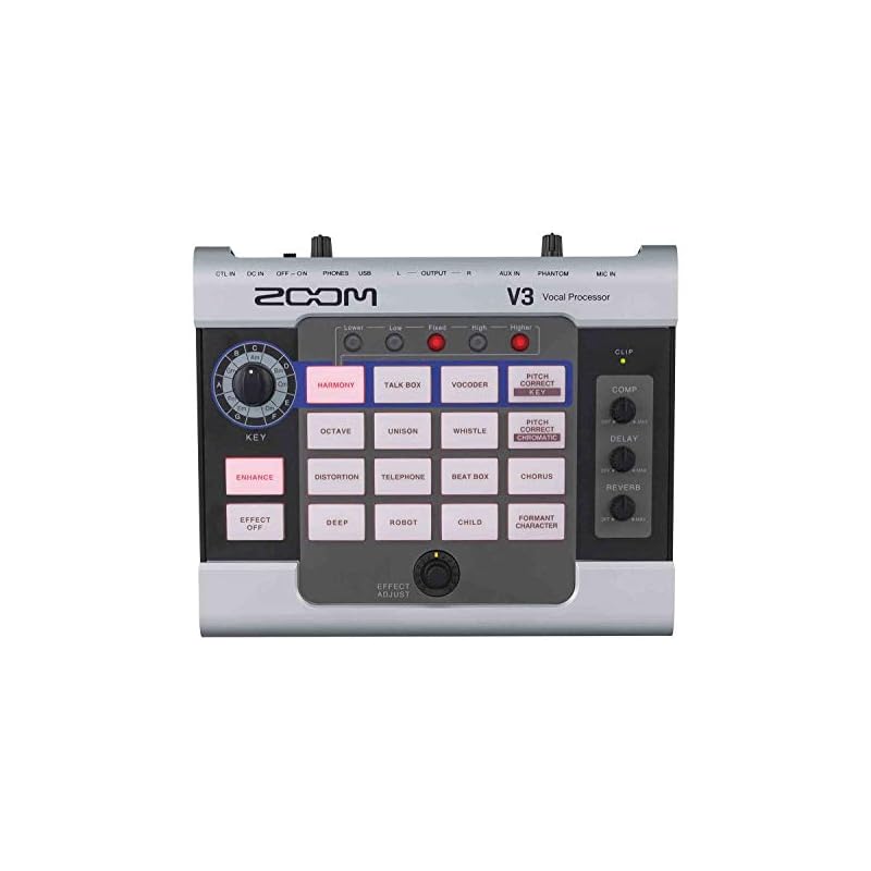 Zoom V3 Vocal Processor, Harmony, Pitch Correction, Reverb, Delay, 16 Studio Grade Effects