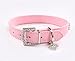 Puppy-league® Pu Leather Diamond Dog Collars Necklace Strap with Rhinestone Heart Pendant (Pink, S)