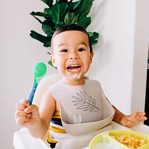 Simka Rose Silicone Baby Bibs Waterproof Bib Set, Slate/Olive