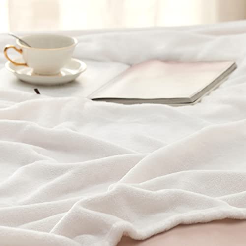 Bedsure Fleece Blankets King Size White Bed Blanket Soft Lightweight