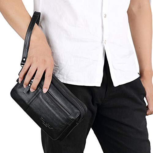 Leather Clutch Bag Wrist Bag for Men Women Outdoor Business Travel Organizer Wrist Strap Waist Bag Coin Purse Multiple Pocket Phone Holder iPhone 7 Plus/8/8 Plus/X, #01