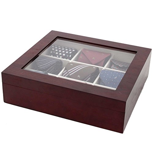 4 closure 13 x Lid Case Wood Techswiss Organizer in Box Tie Storage Glass