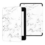 Ayotu Water-Safe Case for Kindle Paperwhite 2018-PU Leather Smart Cover with Auto Wake/Sleep-Fits Amazon The Latest Kindle Paperwhite Leather Cover (10th Generation-2018),K10 White-The Marble Pattern