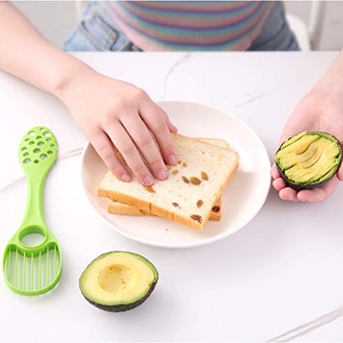 QingFan 5 in 1 Fruit Slicer Shea Corer Butter Fruit Peeler Cutter Pulp Separator Plast Avocado Separator Green - Thumbnail 5