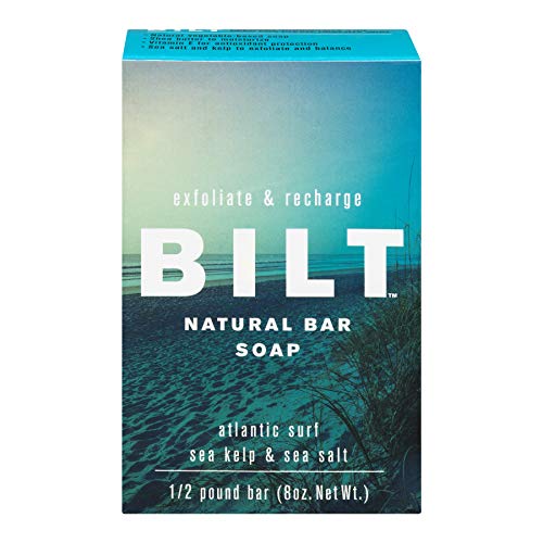 BILT Natural Bar Soap for Men 8 oz, Atlantic Surf - Sea Salt & Kelp (3 Bars)