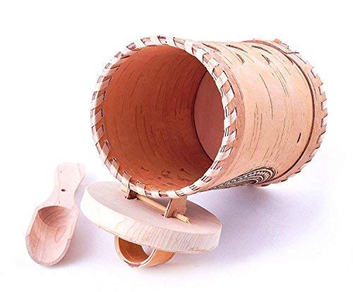 Birch Bark Canister with a Wooden Spoon and Lid for Vintage, Rustic or Farmhouse Look | Kitchen Storage Container for Serving Tea, Sugar, Salt, Herbs and More. 100% Eco-friendly