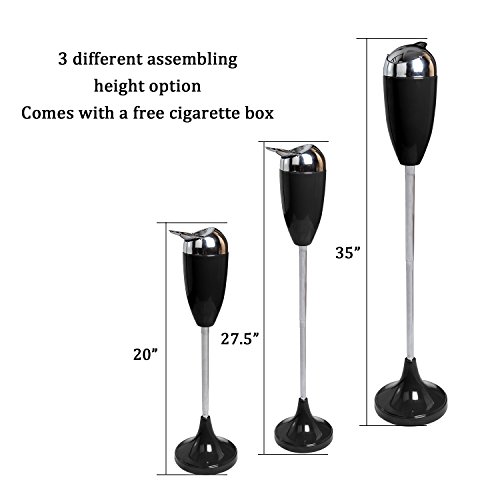 Goetland Telescopic Floor Stand Ashtray 23-36" Smart Self Cleaning Tray Home Garden Smoking Room, Black - Thumbnail 5