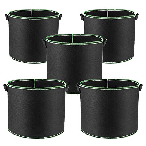Ke senle 5 Pack 7 Gallon Grow Bags,Nonwoven Vegetable Flower Plant Grow Bags with Durable Handles