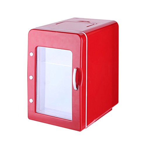 Click Here to See More Images QIHANGCHEPIN 4L Portable Car Refrigerator Transparent Door Cosmetics Freezer Mini Household Food Cold Storage Refrigerator CW8-4L WithHeating (red)