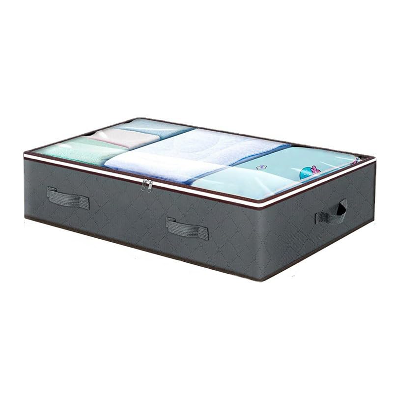 Photo 1 of 1 Pack Under Bed Storage, 90L Under Bed Storage Containers, Closet Organizers and Storage Bins, Foldable Underbed Storage Bags for Blankets, Towels, Comforter, Sweaters, Pillows-Grey