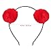 FRCOLOR 3 Pieces Pom Pom Ball Headband With Cat Ears - Cute Furry Red Pompom for Halloween, Christmas Party, Birthday, Cosplay