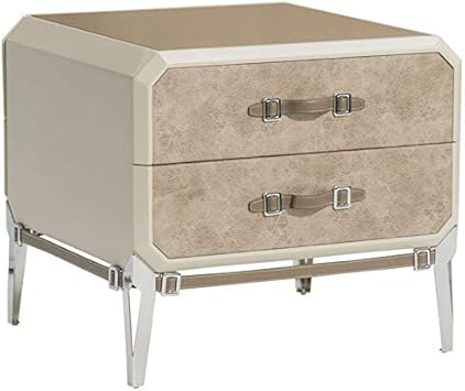 Amazon Com Acme Furniture Night Stand Vintage Beige Pu Furniture Decor