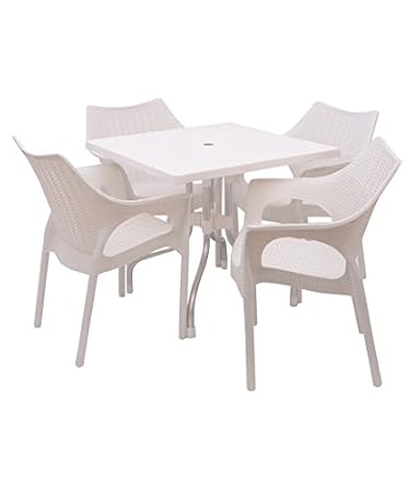 Supreme Outdoor Set (4 Cambridge Chair + 1 Olive Table) White
