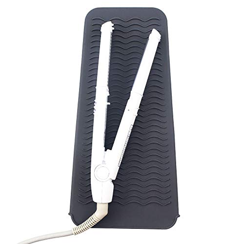 Gray Heat Resistant Silicone Travel Pouch for Curling Irons,Hair Curling Wand,Hair Salon Curler,Flat Irons,Hair Straightener,Travel Mat Pad Station for Hair Hot Styling Tools