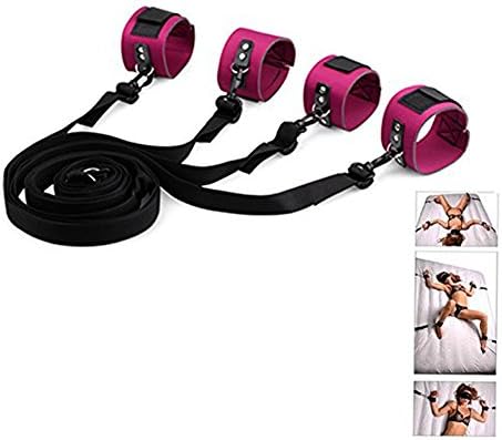 Under Bed Restraint System, Angelary Restraint Kit with Ankle Hand Cuffs Soft and Comfortable Suitable for Both Men and Women - Adjustable Straps Fit Almost Any Size Mattress, Purple Adult Toys