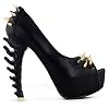 SHOW-STORY-Womens-Punk-Spike-Peeptoe-Platform-Bone-Heel-Club-PumpsLF80627