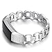 bayite for Fitbit Alta HR and Alta Bands Replacement Metal Silver Band with Bling Rhinestone