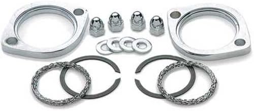 Rullo Chrome Exhaust Flange Kit w/Gaskets and Hardware for Harley