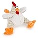 goDog Checkers Fat Rooster Squeaky Plush Dog Toy, Chew Guard Technology - White, Small