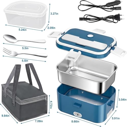 Anykuu Portable Electric Lunch Box 1.8L 100W, 3 in 1 Thermal Lunch Box (12 V/24 V/240 V) with Removable Stainless Steel Container and Bag for Car Truck Office
