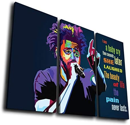 Susu Art - 3 Pcs J. Cole – The Badness Canvas Abtract Giclee Print Painting Picture Wall Art Home Decor Birthday Gifts (with Framed, Size 1: 8x16inchx3panels.)