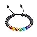 7 Chakra Healing Lava Stone Diffuser Bracelet - Braided Rope Natural Gemstone Beads Bracelet