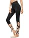 SweatyRocks Women Legging Cutout Tie Cuff Slim Yoga Pants Jogger Workout Tights Black Large