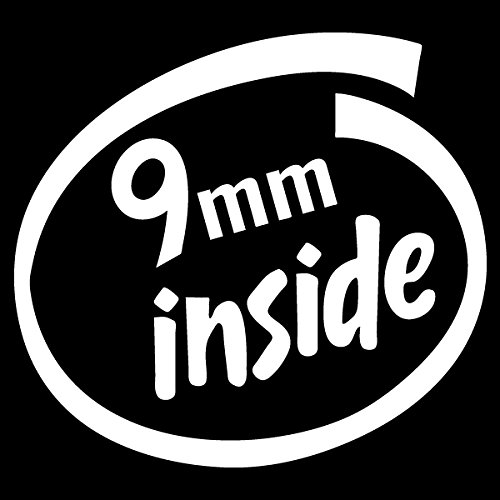 9MM Inside Gun Owner Decal Vinyl Sticker|Cars Trucks Vans Walls Laptop| White |5.5 x 5 in|CCI1095