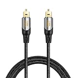 Digital Optical Audio Cable,CableCreation 50FT Toslink Male SPDIF Cable with Nylon Braided Fiber Optic Cord for Home Theater, Sound Bar, TV, PS4, Xbox, VD/CD & More.Black & Sliver
