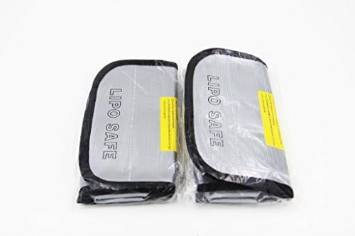 WanPower 70076 2pcs Fireproof Explosionproof Lipo Battery Safe Bags, 185x75x60mm Large Size Protection Bag for Battery Charging and Storage, Color Silver