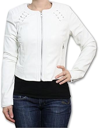 white guess leather jacket