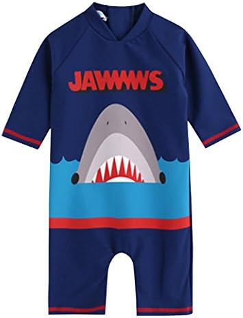 Evedaily Boyfs Swimwear One Pieces Long Sleeve Beachwear sea Wave Shark Rash Guard Cover up Sun Protection 1-10Years