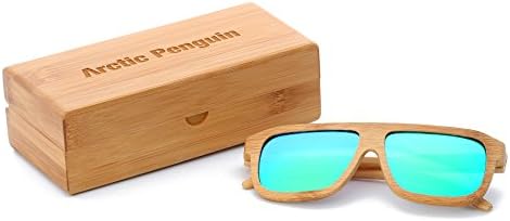 Arctic Penguin Bamboo Wood Polarized Wayfarer Sunglasses For Men and Women With Bamboo Box (Bamboo, Green)
