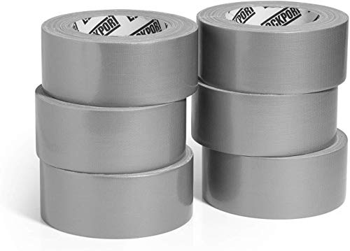 Heavy Duty Silver Duct Tape - 6 Roll Multi Pack Industrial Lot - 30 Yards x 2 inch Wide - Large Bulk Value Pack of Grey Original Extra Strength - No Residue, All Weather. Tear by Hand