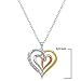 Sterling Silver Triple Three Tone Heart in Heart Diamond Pendant-Necklace