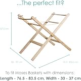 Clair de Lune Moses Basket Folding Stand - Adjustable & Sturdy Pine view 2